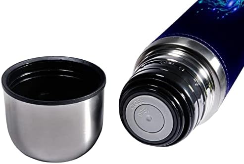 SDFSDFSD 17 גרם ואקום מבודד נירוסטה בקבוק מים ספורט קפה ספל ספל ספל עור מקורי עטוף BPA בחינם, גלקסי כחול חד קרן