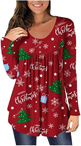 Narhbrg נשים 2022 טוניקות לחג המולד צמרות ללבוש עם חותלות פתית שלג גנום גרפי חולצות פלוס גודל גודל מזדמן לבוש