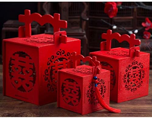 AMOSFUN 2 PCS מיכל מתנה סיני קופסת עץ קנדי ​​חתונה קישוטי קופסא מתוק