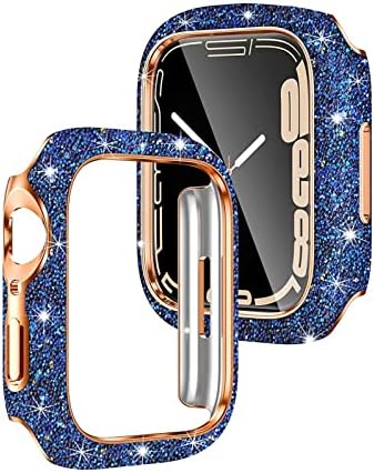 JWTPRO עבור Apple Watch Serie 8 7 Case Watch, Star Diamond Watch Case 41 ממ/45 ממ פלאש קשיח גביש קשיח יהלום