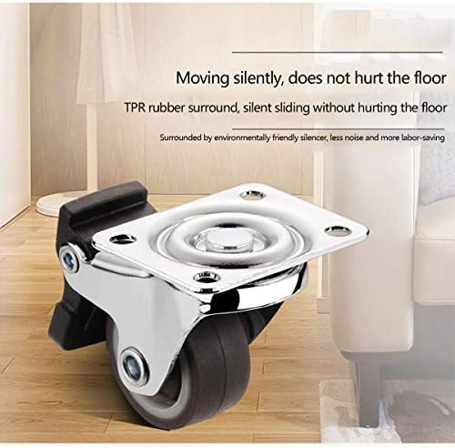 Alremo Huangxing - גלגלי גלגלי גלגלים כבדים של צלחת חובה עם בלם בטיחות קיבולת כוללת 60 קג, 1 אינץ ', קוטר גלגל 25 ממ, גובה