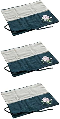 ABAODAM 3 PCS בד ביתי כיסים פשתן נטיעת מיכל שקיות אמנות כלים בסגנון רב-פונקציונלי פרחים פרחים עבור שקית ערכה יפנית