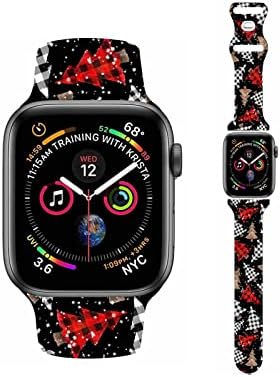 להקת צפייה של Tou-Beguin, רצועת כף היד של דפוס חג המולד חמוד תואמים ל- Apple Watch 38 40 41 ממ, מתנות לחג המולד החלפת סיליקון