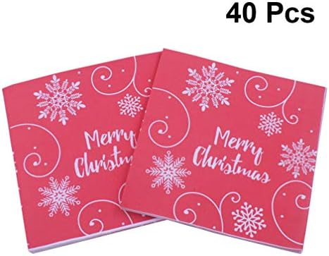 עמוספון צבעוני רקמות נייר 40 יחידות חג המולד מפיות פתית שלג חד פעמי מסיבת מפיות חג המולד ארוחת ערב שולחן קישוטי צבעוני נייר