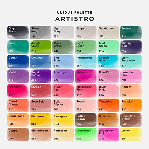 ארטיסטרו צבעי מים מברשת עטים, 48 צבעים סט + 2 מים מברשת עטים. צבעי חיים ייחודיים. אמיתי מברשת עטים עבור אמנים