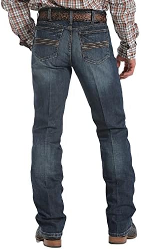 סינץ 'תווית כסף לגברים כביסה כהה אמצע עלייה רזה ביצועים ישרים ג' ינס אבן כהה 28 וואט על 34 ליטר