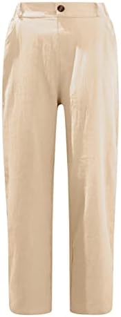 מכנסי פשתן כותנה לנשים עלייה גבוהה בקיץ מכנסי רגל ישרים נוחים