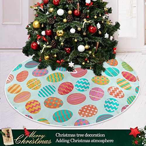 קישוט חצאית עץ חג המולד של Alaza, קישוט חצאית מיני עץ מיני קטן 35.4 אינץ 'עם ביצי פסחא צבעוניות לקישוטים למסיבות