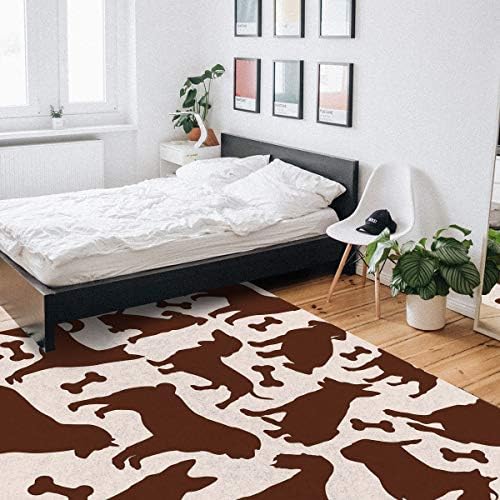 שטיחים באזור מודרני מקורה לסלון, בעלי חיים כניסה למגרד שטיחים עם עריכה נמוכה לחדר שינה לחדר ילדים, צלליות כלבים חומות