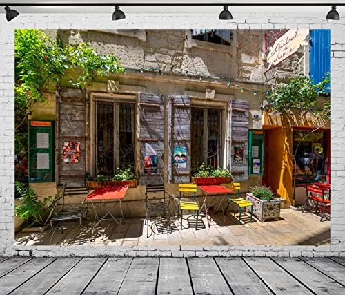 Loccor בד 10x8ft אירופה טאון קפה תפאורה מוכיח צרפת צילום רקע רקע היסטורי בית קפה צבעוני