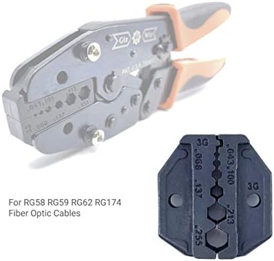 Gizwiz להחלפת כלי Crimp כלי מתים ערכות G-D3G עבור כבלים קואקסיאליים RF RG58 RG59 RG62 RG174 סיבים אופטיים
