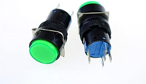 Zlast 2 PCS AC 220V אור ירוק אור ירוק SPDT עגול כפתור עגול מתג AC 250V 5A