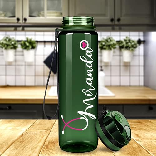 אחות מותאמת אישית בקבוק מים על צבא Green Gloss 32 גרם 1 ליטר מעקב מוטיבציה בקבוק מים עם מתנת סמן זמן לאחיות סטודנטיות