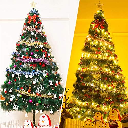 Cyayq מחט אורן מלאכותי עץ חג המולד נורות LED & מתכת דוכן ידידותי לסביבה למסיבת חג חג המולד -5ft