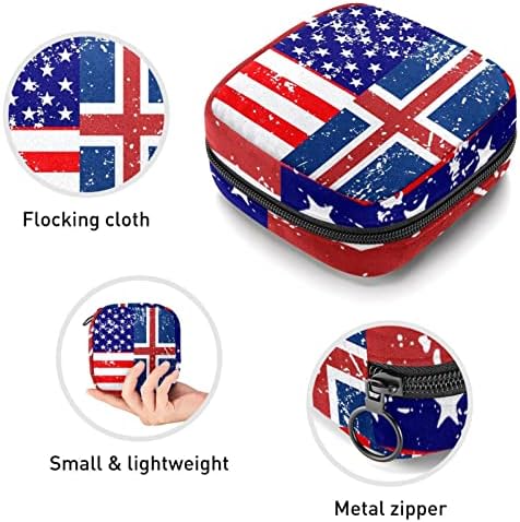 אחסון תיק עבור תחבושות היגייניות, נייד עבור נשים בנות רחיץ לשימוש חוזר, ארהב איסלנד דגל