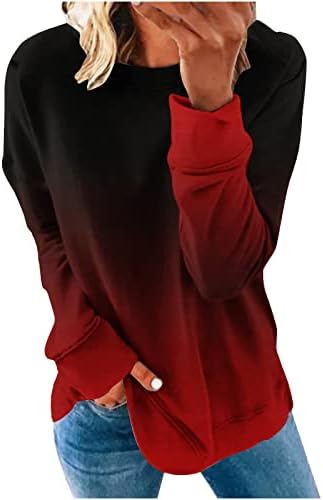 ארוך שרוול חולצות לנשים עגול צוואר טרנדי 2023 רופף מזדמן ציור הדפסת סוודר סווטשירט גדול חולצות חולצות