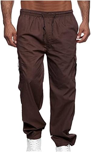 מכנסי מטען טקטיים טקטיים של Ticcoy מכנסי טיולים רגליים מכנסיים רופפים מותניים אלסטיים מזדמנים משיכת מכנסי