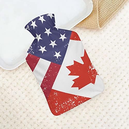 רטרו אמריקה קנדה דגל שקית מים חמים עם כיסוי קצר בכיסוי גומי בקבוקי מים חמים