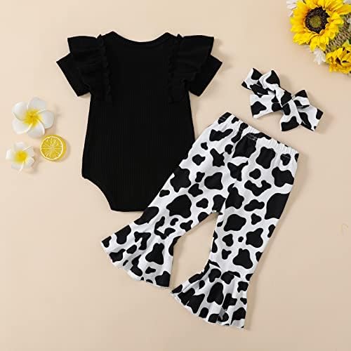 ADXSUN יילוד תינוקת תינוקת בוגי קיץ רומפר פרוע+פסים/פרחים/פרה/נמר מכנסיים מתרחבים תלבושת תינוקות