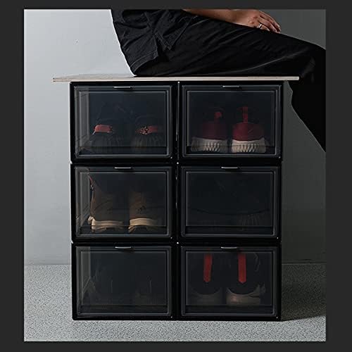 4 חבילות קופסת נעליים פלסטיק בהירה גדולה, מארגן אחסון, קופסת נעליים מפלסטיק בהירה עם מכסים, ערימה, דלת פתיחה קדמית, נעלי