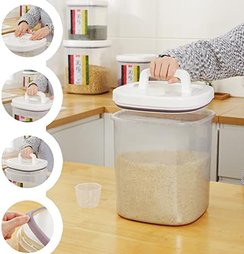 מתקן אורז ליבלאב,25 + 10 קילו אורז מיכל אחסון עם מדידת כוס מזון דגנים מיכל בינס ביתי עבור מטבח מזווה ארגון