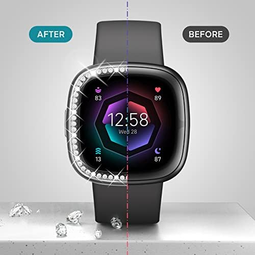 Richone 2-Pack תואם ל- Fitbit Versa 4 & Sense 2 Protector Case, Bling Diamonds מכסה אביזרי Smartwatch Smartphatter