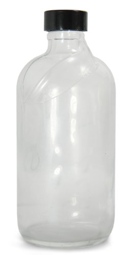 QORPAK GLC-02211 מצופה בטיחות מצופה זכוכית ברורה בוסטון בקבוק עגול עם 24-400 כובע מרופד חרוט פוליסאלי פנולי, 60 ממ OD x 137