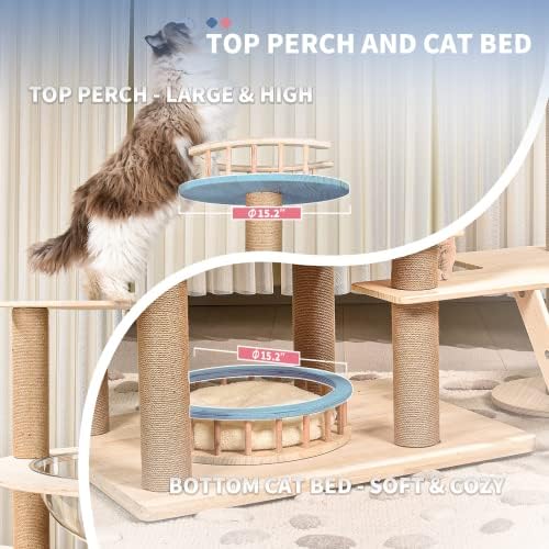 עץ חתול עץ גדול חתול 20 קילו כבד החובה עם קפסולת חלל, גבוה חתול מגדל עבור מקורה חתולים, גדול חתול דירה עם