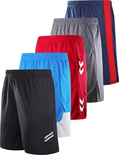 ליברטי מייבאת 5 מארז מכנסי כדורסל גדולים לנוער עם רשת ספורטיבית עם כיסים בגדים פעילים יבשים מהירים
