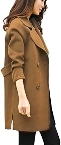 מעילי אפונה כפולים עם חזה חזה ארוך מעיל צמר צמר צמר קלאסי ז'קט ארוך לנשים