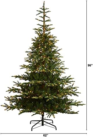 8ft. עץ חג המולד המלאכותי בשכבות וושינגטון עם 650 אורות ברורים ו 1561 ענפים הניתנים לכפיפה