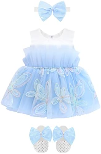 שמלת טול לתינוקות של לילקס, שמלת טוטו חג הפסחא 3 מתנה לתינוקות עם סרטי ראש ונעליים