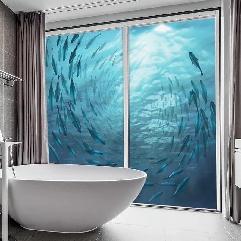 סרט חלון זכוכית SDGH מדבקת חלבון אלקטרוסטטי, מדבקות בית אמבטיה דג ים עמוק